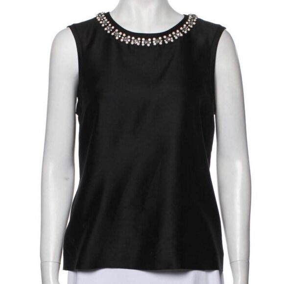 Tory Burch black with beaded neckline tank top - Picture 1 of 9